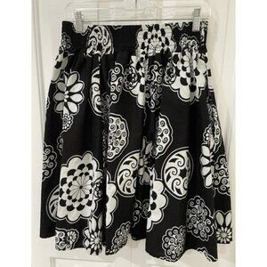 Look at Me Womens Floral Pull On Skirt Pockets One Size Black White